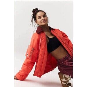 Free People Movement Jacket Women Outpost Red Oversize Puff Bomber Boho XS NWT